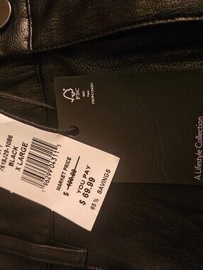 Black Faux Leather Jacket with Tags - XL